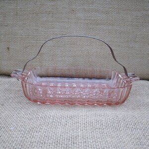 Vintage Anchor Hocking Depression Glass Dish with Handle